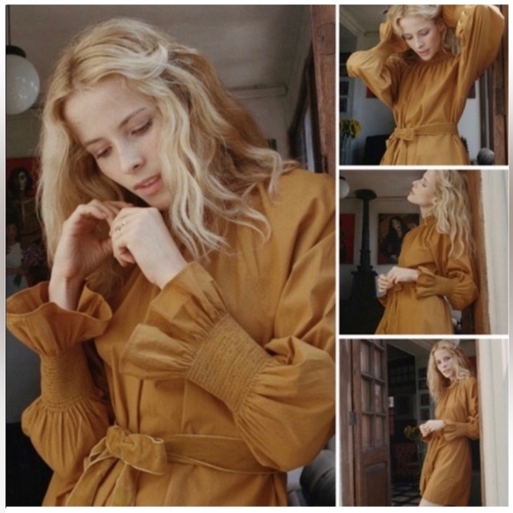 Doen Miro Dress in Golden Hour - NWT size XS mustard yellow cotton smocked - Picture 7 of 15